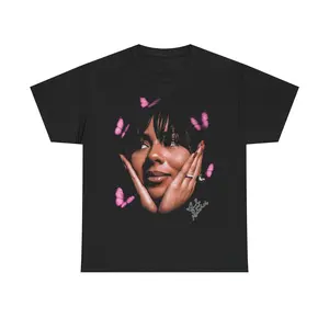 Mariah Pink Butterfly Graphic Tee Casual Cotton Shirt Comfy Top