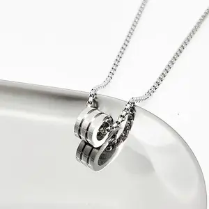 Steel and titanium round ring waist necklace - fashionable accessory for hip-hop style