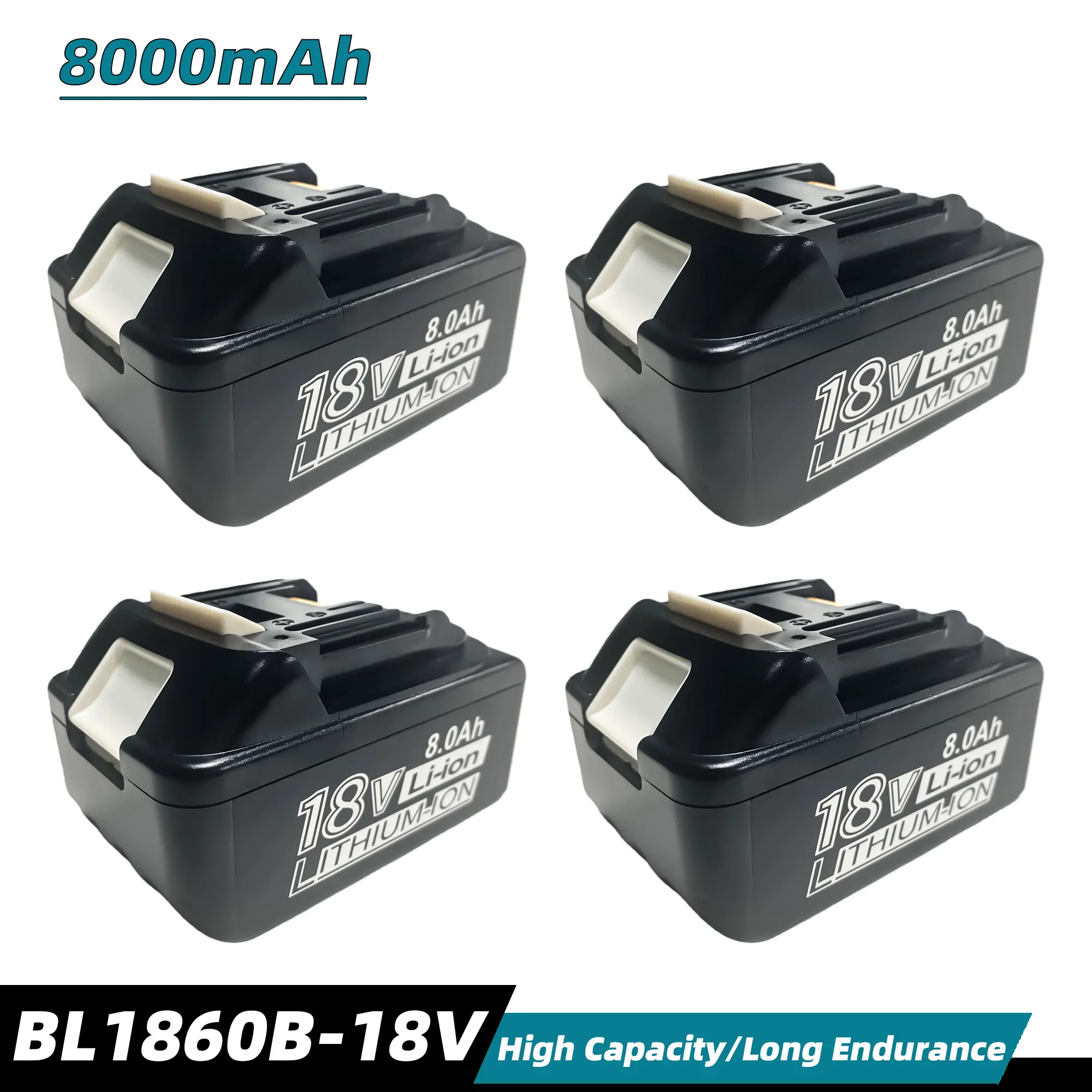 Makita 18V 8.0Ah Upgraded Extended Capacity Li-ion Cordless Tool Replacement Battery - Fits BL1860B, BL1850B, BL1840B, Extends Runtime, Cordless Tool Battery, Extended Capacity Battery