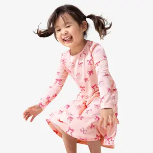 Take A Bow Bamboo Girls' Long Sleeve Dress