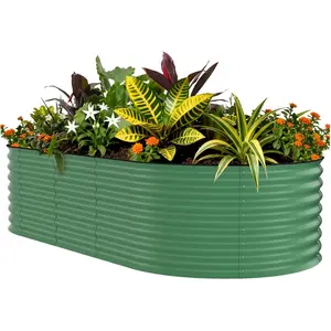 Galvanized Raised Garden Bed Outdoor, 8x4x2 ft Metal Planter Box for Flowers Vegetables, Rust-Resistant Raised Garden Beds for Gardening, Easy Assembly Outdoor Garden Box & Planters, Green