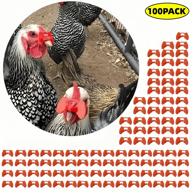 Pinless Chicken Peepers Anti-Peck Glasses for Poultry Flock, Reusable PP Blindes Eye Cover for Feather Pecking and Egg Eating Control, Injury-Free Hen Sight Blinders for 1.1-4.5lbs Medium-Sized Birds, 100pcs