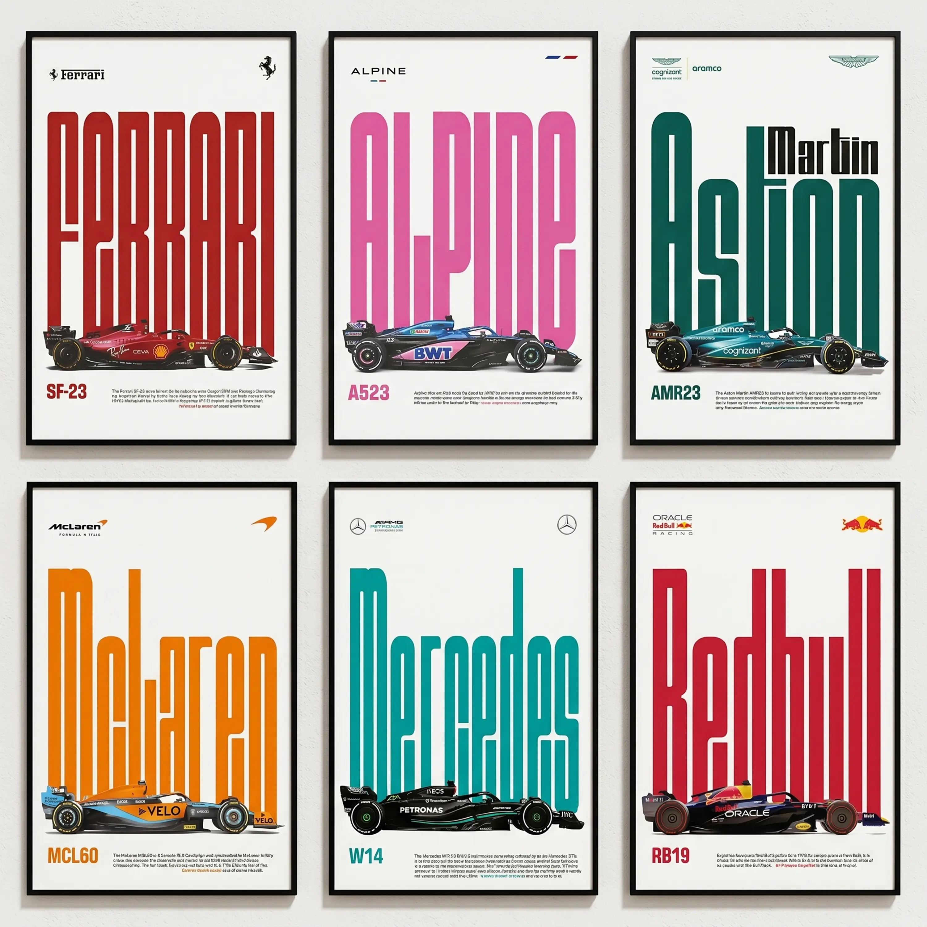 Motorsport Racing Car Wall Art Posters Grand Prix Auto Racing Canvas Print for Man Cave Gaming Room Bedroom ffice Gaming Room Decor