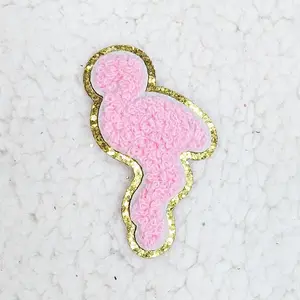 Pink Flamingo Chenille & Glitter HAT/POCKET Patch