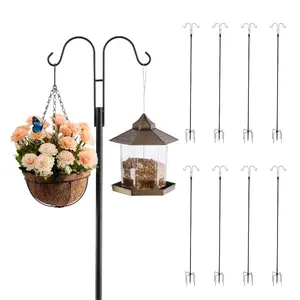 VEVOR Double Shepherds Hooks for Outdoor, 8 Pack 92 Inch Heavy Duty Bird Feeder Pole, 3/4 Inch Thick Garden Hooks for Hanging Hummingbird Feeder, Plant Baskets, Solar Light Lanterns, Wind Chimes