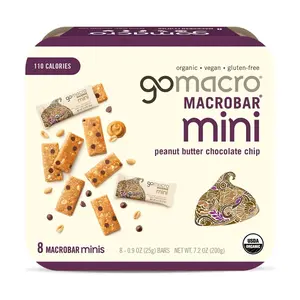 GoMacro Organic Peanut Butter Chocolate Chip Mini MacroBars - High Protein Bars, 7.2 oz Healthy Snack, Nutritious Treats, Healthy Protein Snack
