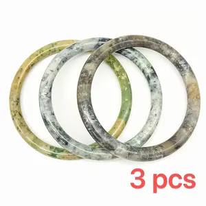 Natural Jade Ink Wash Jade Bangle 3 pcs A Set Retro Fashionable Simple And Unique Design Sense Holiday Gift