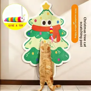 [Buy One Get One Free Cat Teaser ] Stick! Christmas Tree Wall Sticker Cat Scratching Board Cartoon Cat Paw Anti-Scratch Sofa Protector Cushion Wall-Mounted Durable Wear-Resistant Furniture Anti-Scratch Personalized Cat Tree Tower Christmas Cat Supplies ge
