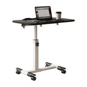 Adjustable Overbed Laptop Desk with Wheels - Tilting Height Adjustable Rolling Computer Stand for Bed Couch Home Office, Portable Collapsible Workstation