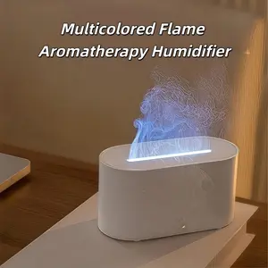 [Holiday Gifts] Aromatherapy Humidifier, Ultrasonic Humidifier, with Flame Effect, USB-Powered Aromatherapy Diffuser, Mini Humidifying Aromatherapy Diffuser, Features 7-Color LED Lights, Bedroom Air Freshener, Home Decor & Furniture Accessories