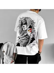 Naruto Men's T-shirt Jiraiya Summer and Autumn Anime Boys' Children's Wear Short-sleeved Retro Harajuku Style Parent-child Wear Clothes