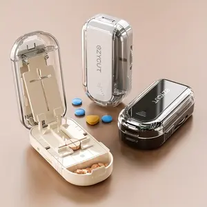 Pill cutter, Supplement organizer, easy to clean, cuts various pills, precise alignment, easy to use, combines cutting and storage, travel-sized, suitable for vitamins, medicines, supplements