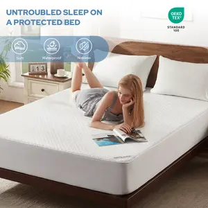 【Memorial Day】BEDLORE Breath Easy Grid Waterproof Fitted Sheet – Ultra-soft, breathable deep pocket mattress cover with non-slip elastic. Noiseless, washable, secure fit for hotels, apartments, kids' beds