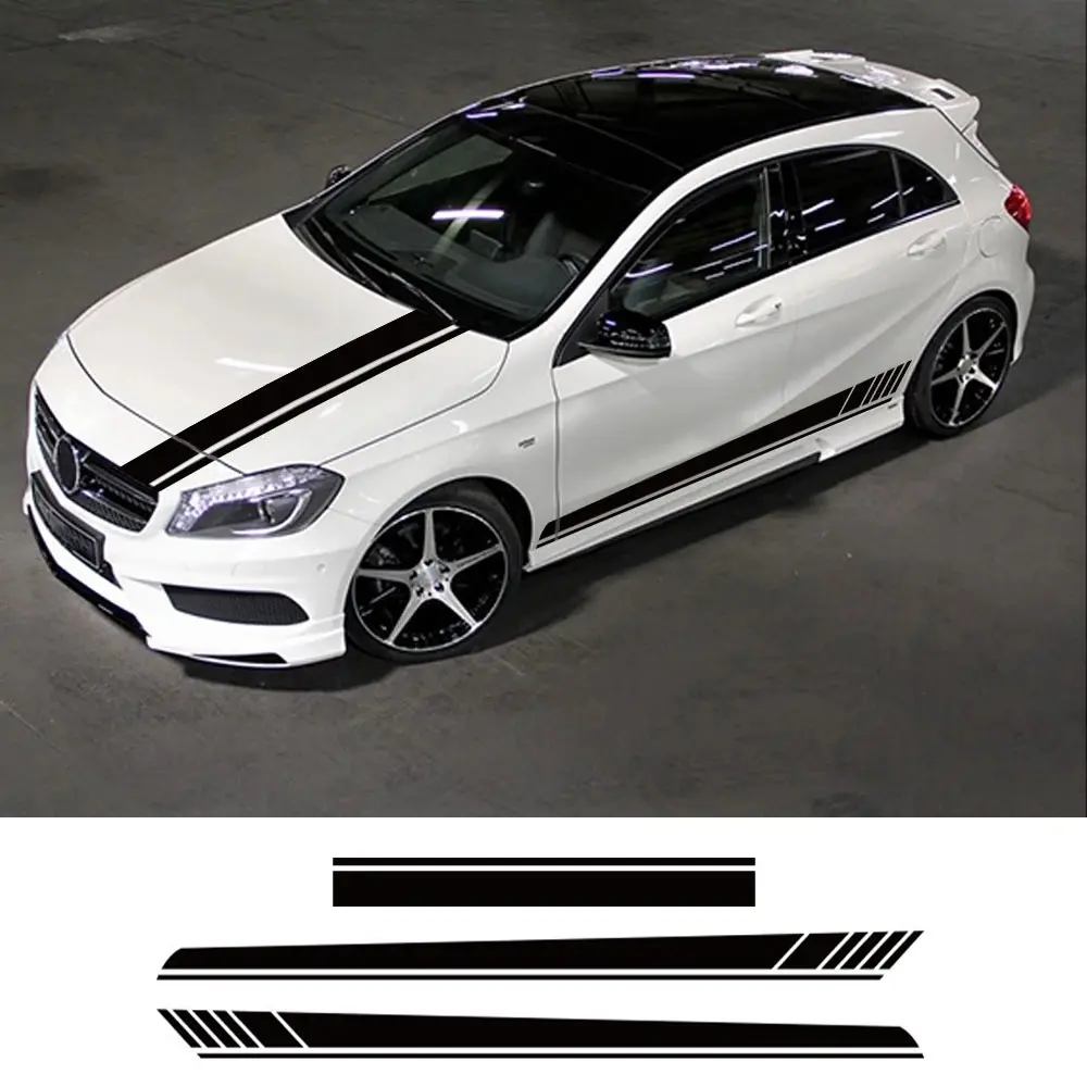 Car Vinyl Sticker Set, Engine Hood Decoration, 3-Piece Vinyl Strip Door Trim Accessories, Fashion Car Stickers and Graphics, Decal For Cars, Car Decals, Vehicle Exterior Decoration, Car Decorations