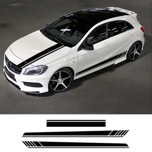 Car Vinyl Sticker Set, Engine Hood Decoration, 3-Piece Vinyl Strip Door Trim Accessories, Fashion Car Stickers and Graphics, Decal For Cars, Vehicle Exterior Decoration