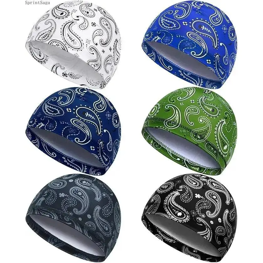 6‑Pack Men’s Cooling Skull Cap Helmet Liner, Sweat‑Wicking Quick‑Dry Beanie Head Wrap, Breathable Elastic Cycling Running Hat, Lightweight Anti‑Slip Outdoor Headwear, Comfortable Moisture‑Wicking Sport Cap for Biking, Jogging, Fitness Training & Daily Ath