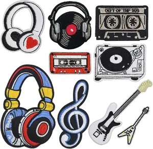 9Pcs Iron on Patches for Jackets Band Patches Music Theme Embroidery Patches Hip Hop Vintage Patches for Clothes Hats Backpack Pants, DIY Embroidery Patch Sew on Patches