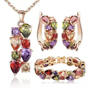 Female Elegant 4 Pieces Jewelry Set with High Quality Stones sunflower earrings traditional jewellery graff