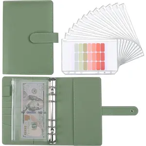 Money Saving Binder Savings Challenges Book for Cash Envelopes, 12pcs Zipper Envelopes A6 Budget Binder, Budget Planner for Managing Budgets and Saving Money (Green 7.4IN)
