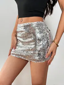 Women's Sexy Sequin Bodycon Mini Skirt - Sparkling Party Dress for Club, Concert, Nightlife