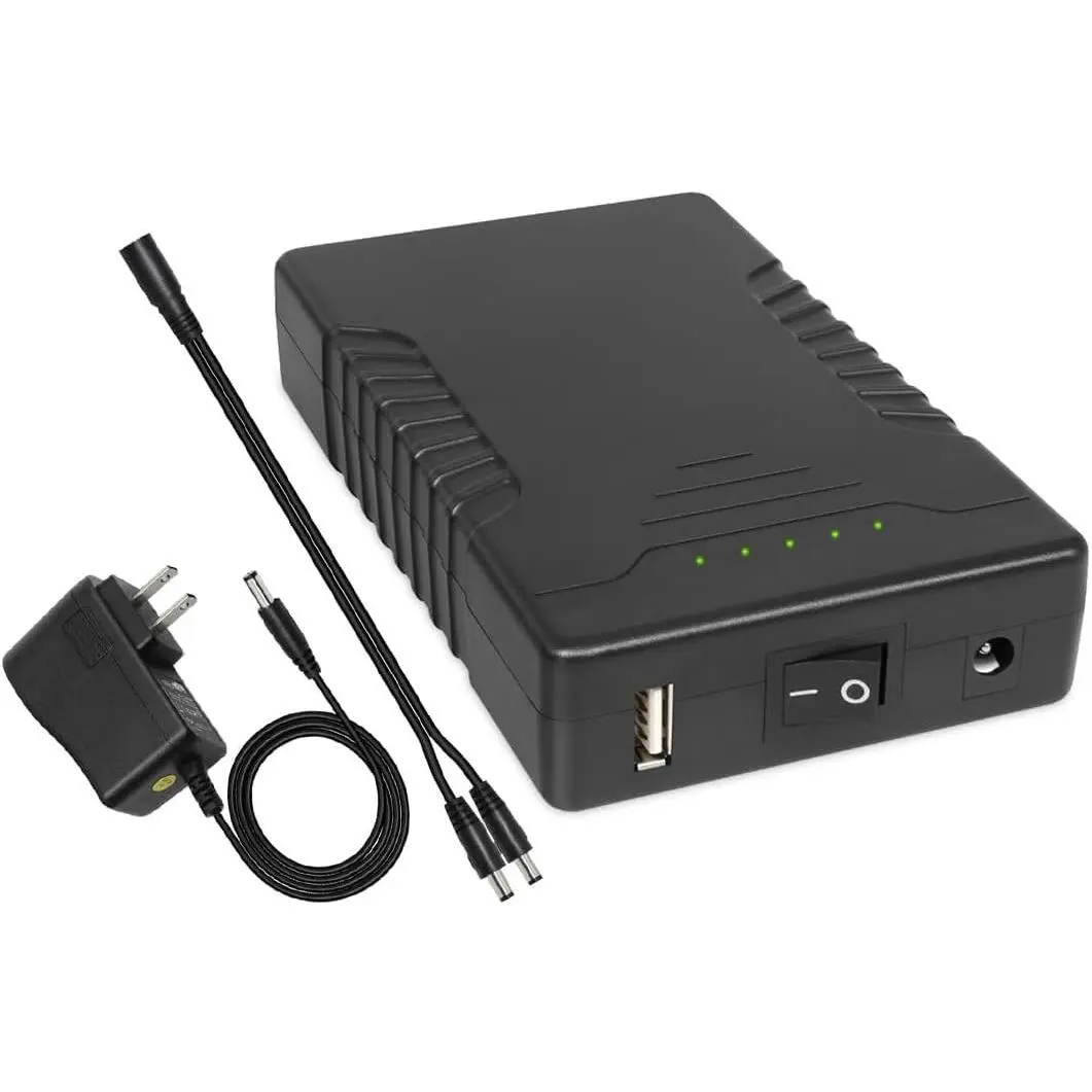Rechargeable 12V 6000mAh/5V 12000mAh DC Output Lithium ion Battery Pack for LED Strip/CCTV Camera/Telescope/Modem and More, Portable Li-ion Power Bank with 12.6V Charger, Black