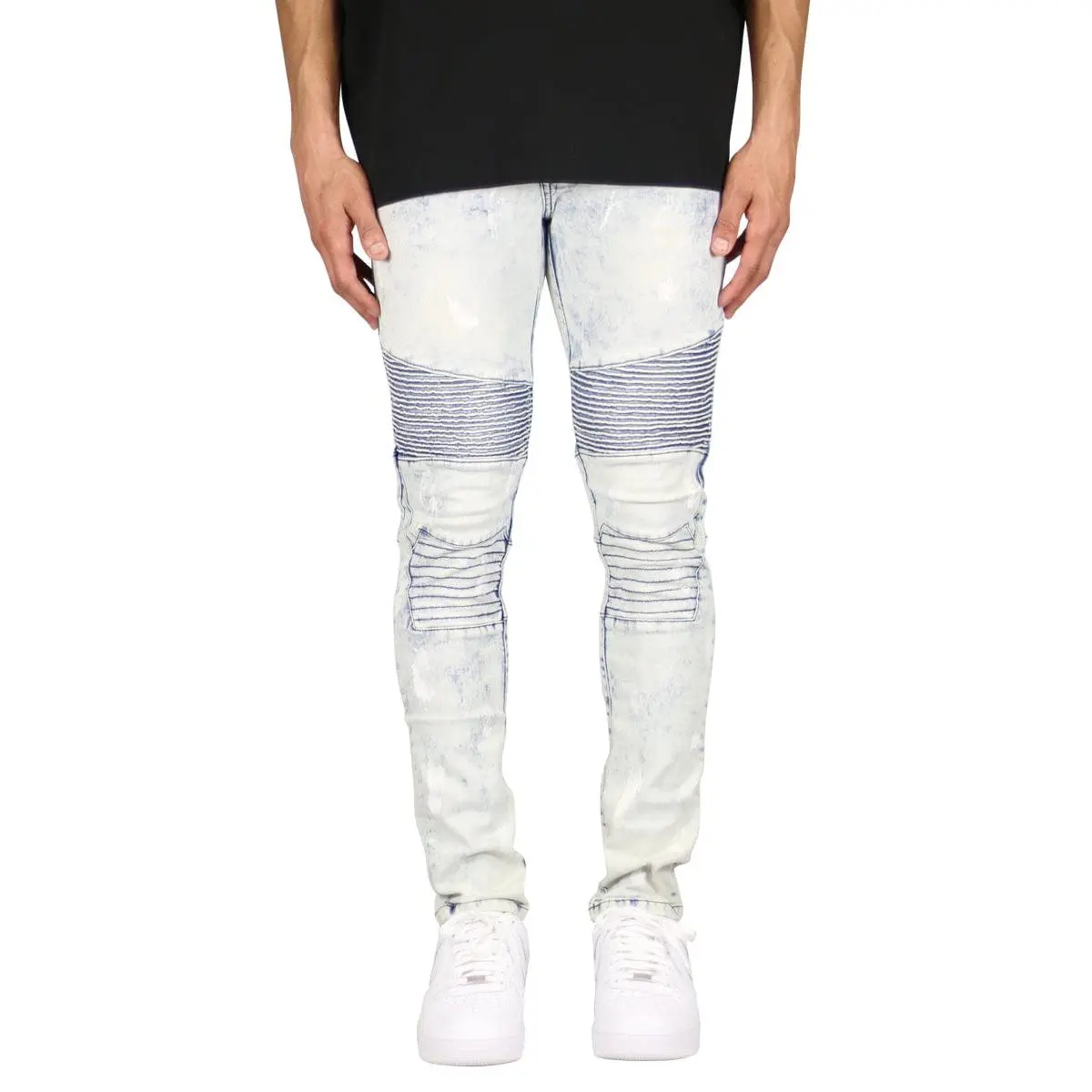 Bleach Blue Biker Jeans