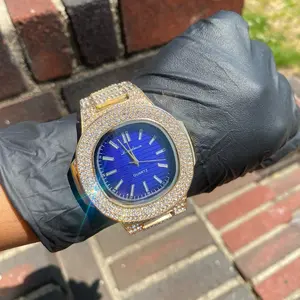 Iced Out Means Luxury Hip Hop Gold Plated Watch Analog Business