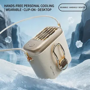 Wearable Neck Fan with Waist Clip, 360 Rotatable Desktop Small Personal Fan, 4000mAh Rechargeable Hands-Free Battery Cooling Fan for Outdoor Work, Travel & Travel
