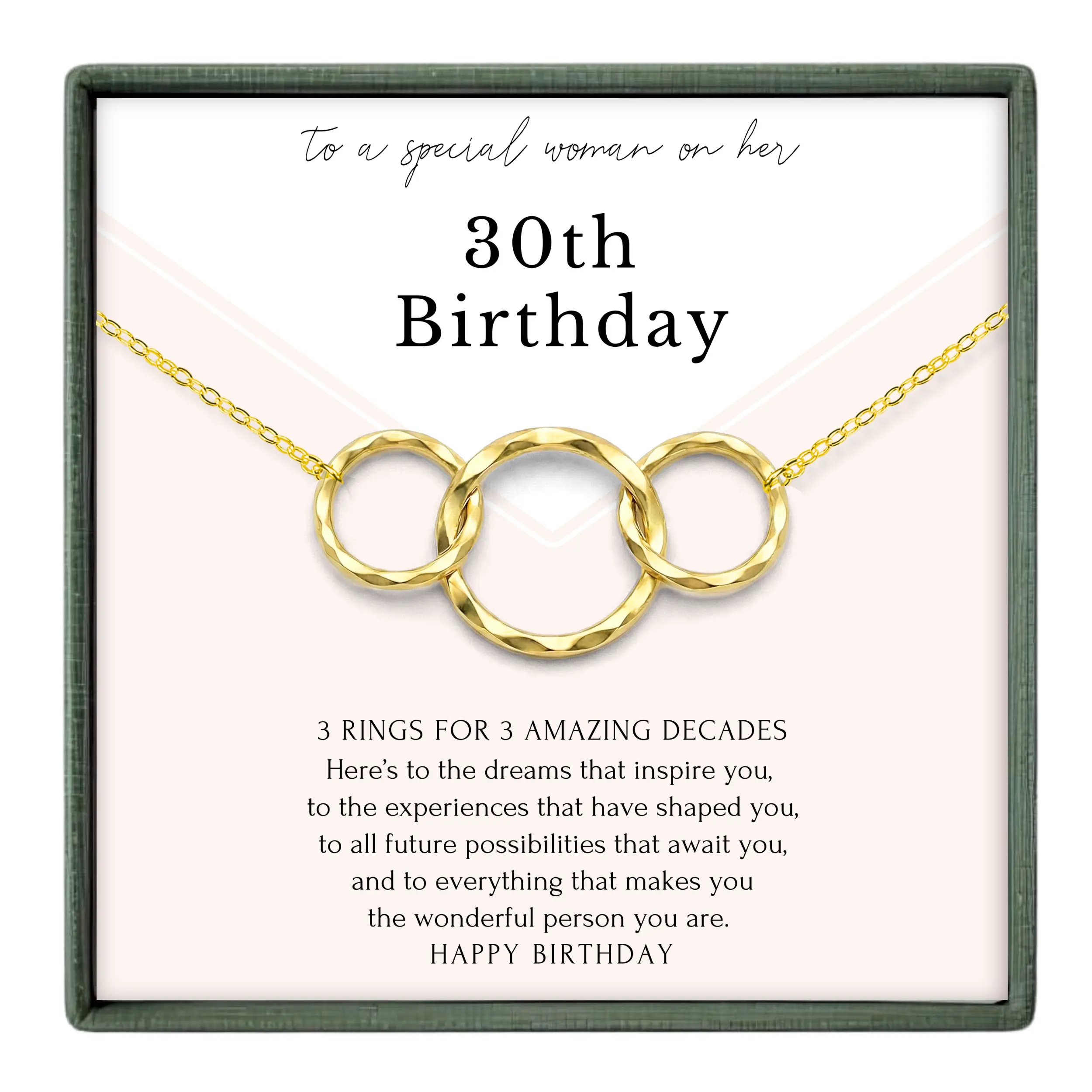30th Birthday Necklace – Three Ring Milestone Jewelry