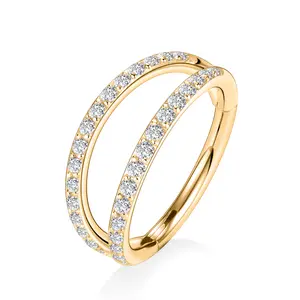 AROWRO Conch Piercing Jewelry Nose Rings Hoops Septum Rings Cartilage Earrings for Women Men Helix Piercing Jewelry Rook Tragus Surgical Steel Gold Silver 16G 18G 20G With Cubic Zirconia Opal