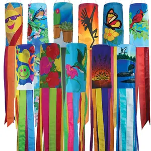 In the Breeze Garden Windsocks - Colorful Vibrant Traditional Windsocks with Sewn Edge Tails Fade Weather-Resistant 6x40 Inches