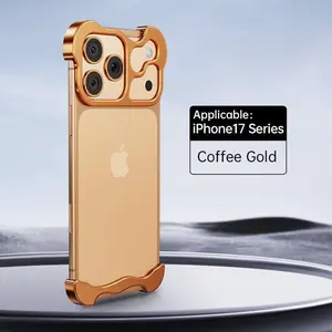 (Case & Nova) Aluminum Alloy Borderless Smartphone Case, Cellphone Accessories for iPhone 17 Pro Max, 16, 15, 14, 13, 12, Shockproof Anti-Drop Cooling Protective Bumper for Handheld Devices