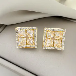Square Stud Earrings For Women 5A+ Cubic Zirconia