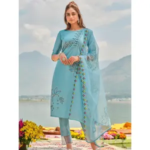 Nayla Blue Chanderi Salwar Kameez