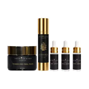 Intoxicated Cosmetics Travel Bundle - Power Pro Peel Pads, Sea Venom Retinal, Bee, Snake, & Snail Serums for Anti-Aging & Skincare