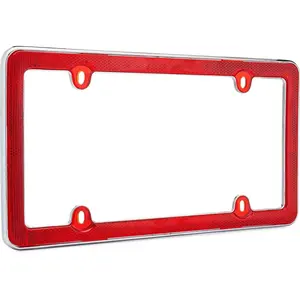 212 MAIN Metal Reflector License Plate Frame - Die-Cast Zinc, Red & Chrome, Easy Install, Highly Reflective, Vehicle Safety Accessory for Sports Collectibles, License Plate Frames