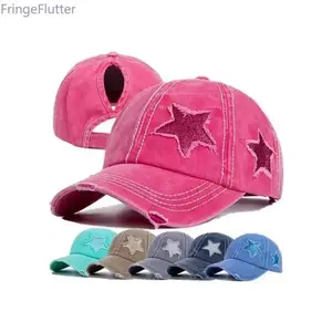 Star Decor Adjustable Baseball Cap Unisex Sun Protection Hat Breathable Polyester Casual Outdoor Sports Accessory for Daily Wear Travel & Leisure in Multiple Colors
