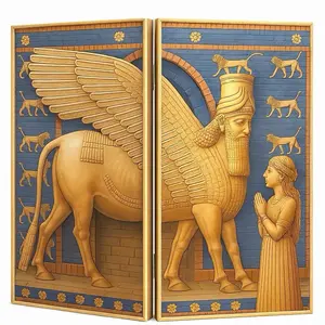 Lamassu Ishtar Gate Backgammon Board - Ancient Mesopotamian Art