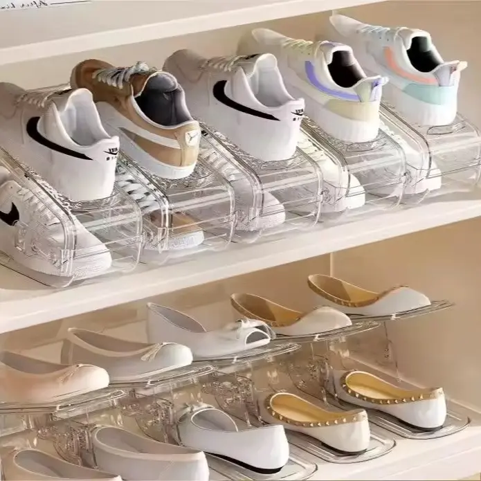 Acrylic Shoe Rack - Clear Storage Solution for Sneakers and Flats - Organize Your Collection Efficiently Room