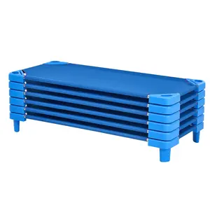 VEVOR Stackable Kiddie Cot, Pack of 6,  Portable Toddler Nap Cots, Standard Size 52" L x 23" W Daycare Cots for Kids, Preschool Classroom Daycare Beds for Sleeping, Resting, Naptime, BlueSummervibes