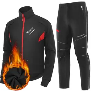 WEST BIKING Winter Cycling Suit.Polyester Spandex Thick Thermal Cycling Suit, Windproof Breathable Motorcycle Riding Suit with Elastic Hem