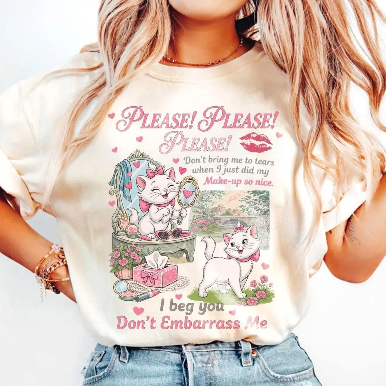 Retro #Marieee The #Aristocatsss Shirt, Please Please Please Bonjour Paris Cat Tee, Family Vacation Trip Apparel, Girls Gift G9YP7