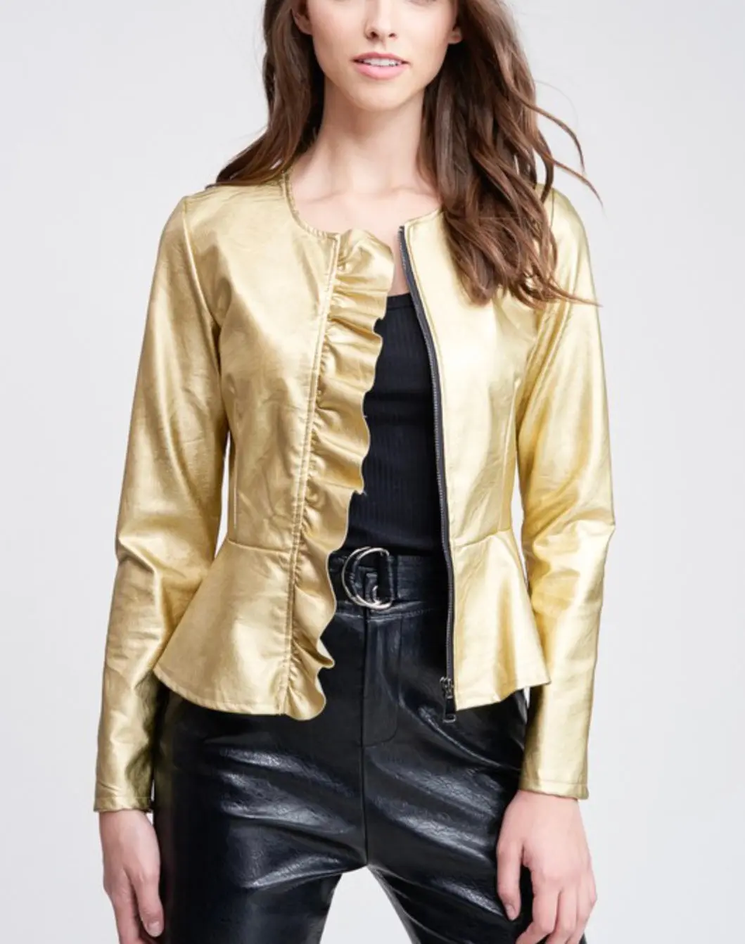 Nenna faux leather jacket- gold