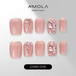 (Buy 2 Get 1) AMOLA Floral Collection - Press on nails Handmade Press-On Nails [Free Tools with 3M Glue Tabs] Reusable, Long-Lasting, Salon-Quality