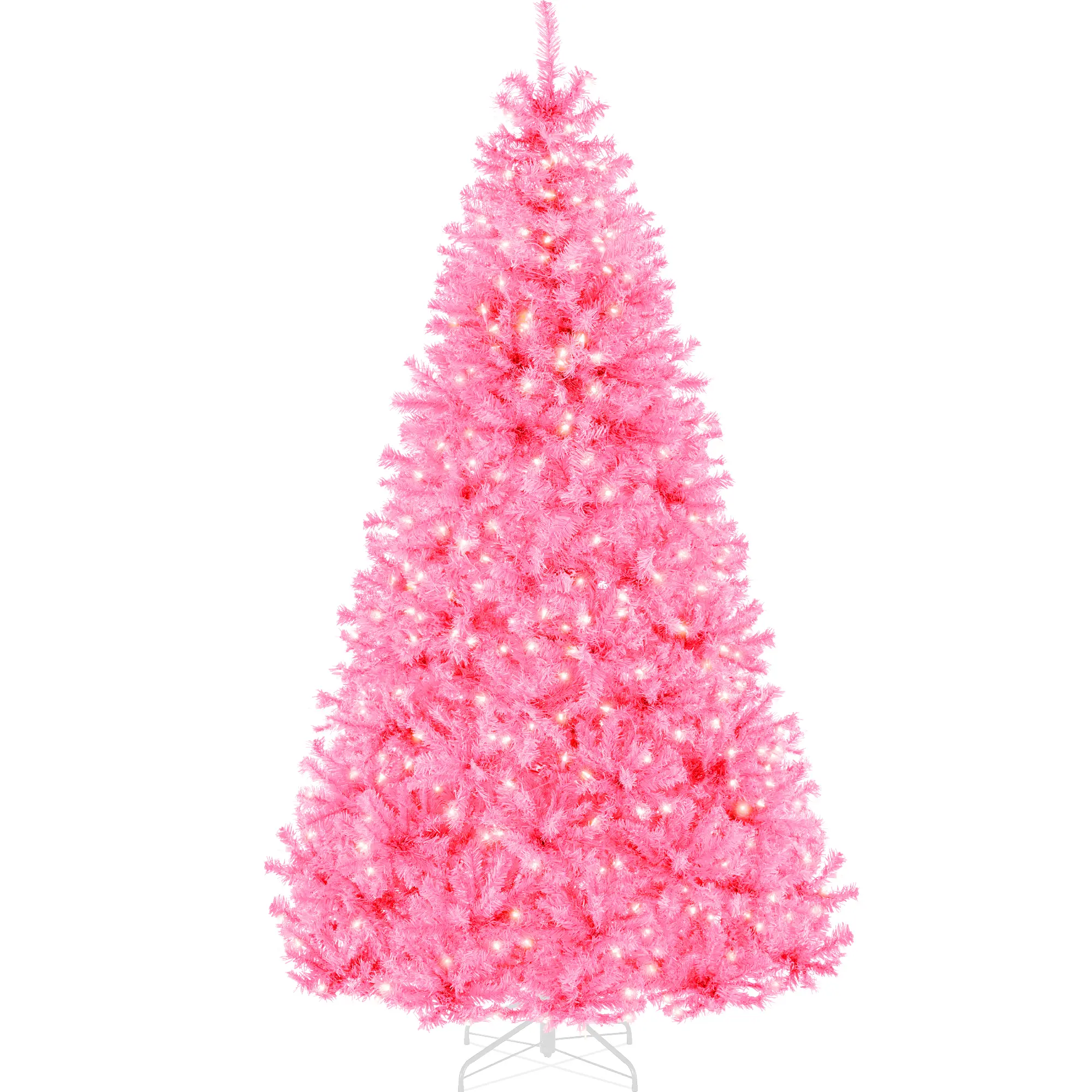 Best Choice Products Pre-Lit Artificial Christmas Tree – LED or Incandescent Lights, Metal Stand, Multiple Colors & Sizes (4.5–12ft)