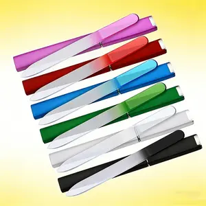 1Pc Double-Sided Colorful Glass Nail File, Transparent Gradient Crystal Polishing Manicure Tool