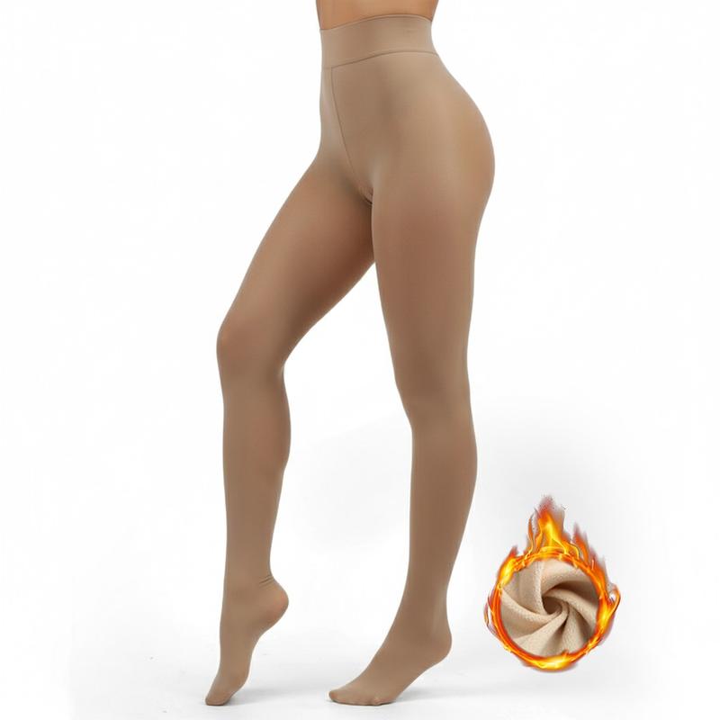 Women's Sheer Fleece-Lined Tights – Thick Warm Winter Thermal Leggings, Translucent Pantyhose for Cold Weather