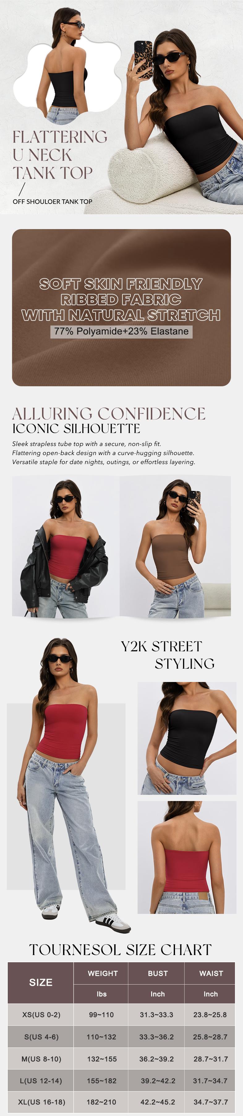 Tournesol Women Sexy Tube Top Summer Going Out Double Lined Basic Tank Top 017