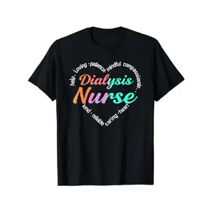 t shirt meme Men's & Women's Dialysis Nurse T-Shirt - -Themed Dialysis Team Slogans & Icons Print, Black with Multicolor Healthcare Text, Lightweight Cotton-like Knit, Casual Work Uniform or Appreciation Gift for Nurses, Doctors, Hospital