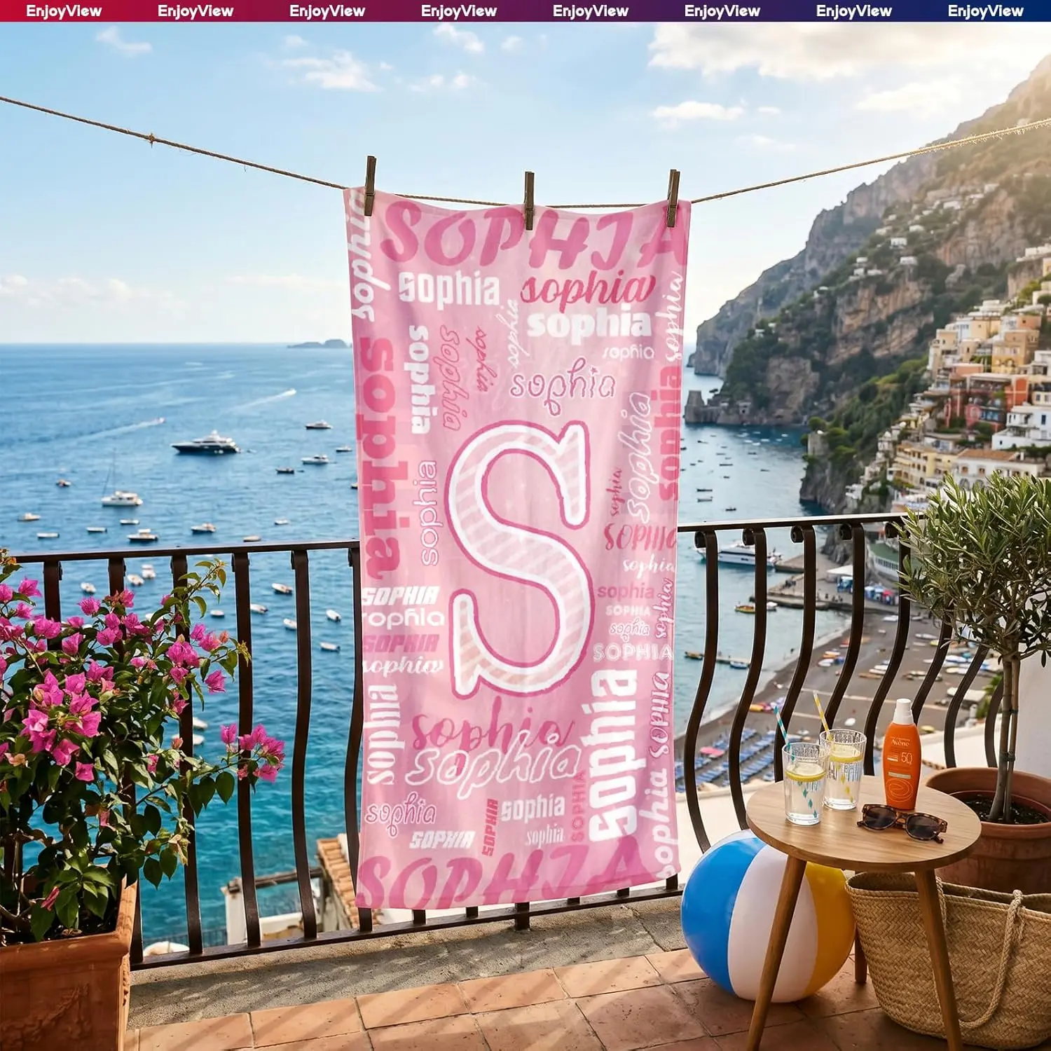 Personalized Beach Towel with Name Custom Sand Free Quick Dry Microfiber Pool Towel,Beach Travel Gift for Kids & Adults